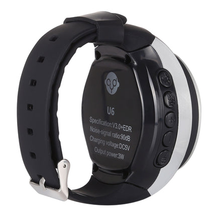 U6 Smart Wireless Bluetooth V3.0 + EDR Sport Music Watch Speaker, Support Hands-free Calls & FM Radio & TF Card(Silver)-garmade.com