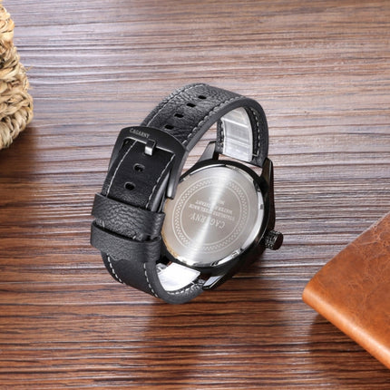 CAGARNY 6862 Round Dial Alloy Case Fashion Men Quartz Watch with PU Leather Band (Black)-garmade.com