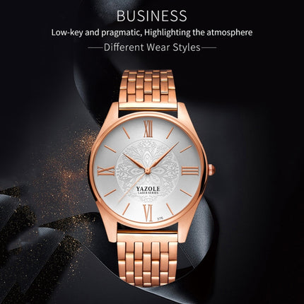 YAZOLE 376 Men Fashion Business Steel Strap Band Quartz Wrist Watch (White)-garmade.com