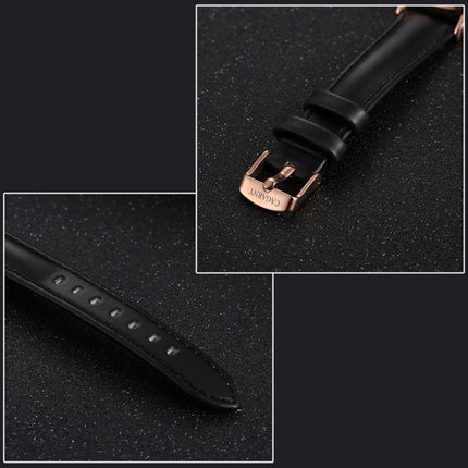 CAGARNY 6879 Fashion imported Quartz Wrist Watch with Leather Band (Black+ White)-garmade.com