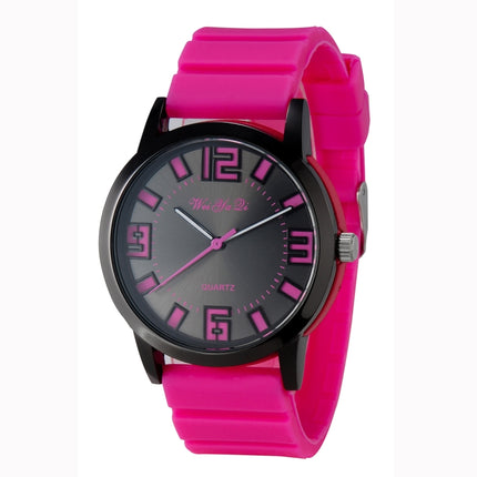 WeiYaQi 891 Fashion Wrist Watch with Silicagel Watch Band (Rose Red)-garmade.com