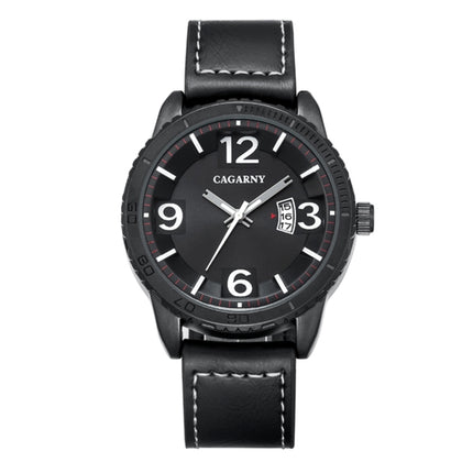 CAGARNY 9857 Fashion Quartz Movement Wrist Watch with Leather Band(Black)-garmade.com