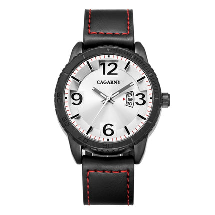 CAGARNY 9857 Fashion Quartz Movement Wrist Watch with Leather Band(White)-garmade.com
