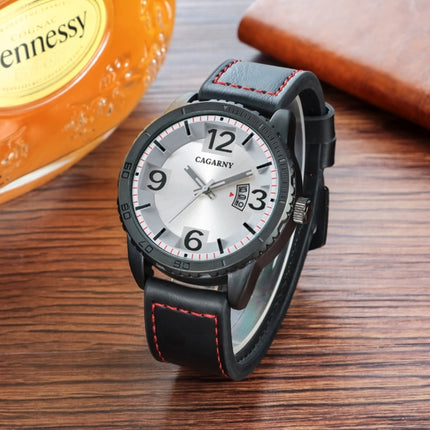 CAGARNY 9857 Fashion Quartz Movement Wrist Watch with Leather Band(White)-garmade.com