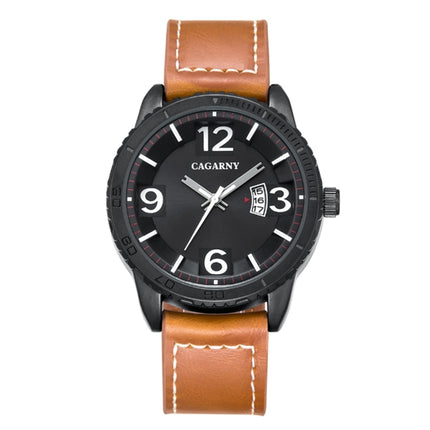 CAGARNY 9857 Fashion Quartz Movement Wrist Watch with Leather Band(Brown)-garmade.com