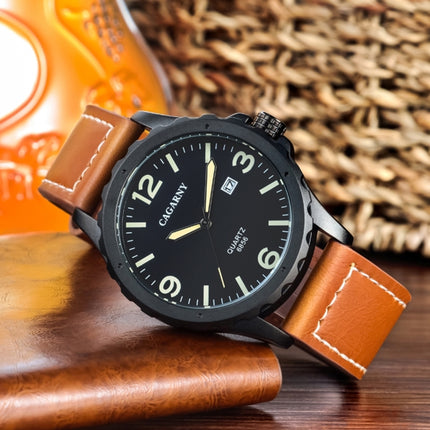 CAGARNY 6856 Fashion Quartz Movement Wrist Watch with Leather Band (Red)-garmade.com
