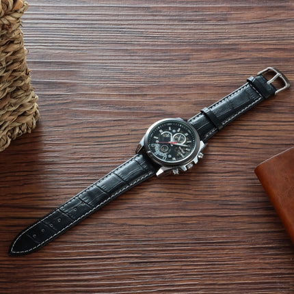 WeiYaQi 89032 Fashion Quartz Movement Wrist Watch with Leather Band(Brown + Wind Red)-garmade.com