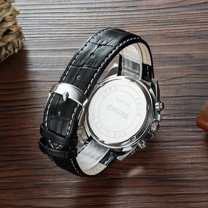 WeiYaQi 89032 Fashion Quartz Movement Wrist Watch with Leather Band(Brown + White)-garmade.com