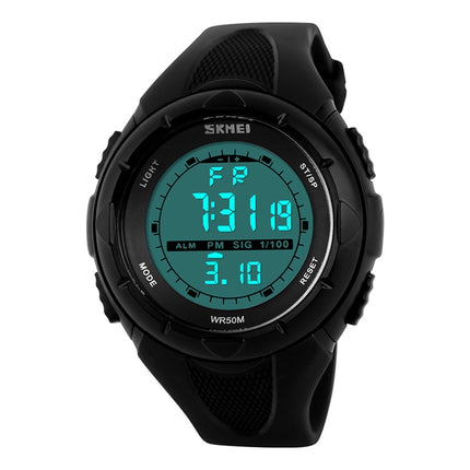 SKMEI 1025 Multifunctional Female Outdoor Fashion Waterproof Large Dial Silicone Watchband Wrist Watch(Black)-garmade.com