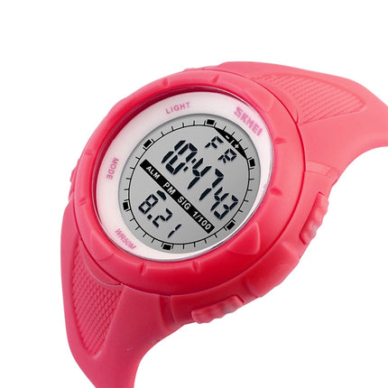 SKMEI 1025 Multifunctional Female Outdoor Fashion Waterproof Large Dial Silicone Watchband Wrist Watch(Rose Red)-garmade.com