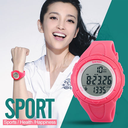 SKMEI 1025 Multifunctional Female Outdoor Fashion Waterproof Large Dial Silicone Watchband Wrist Watch(Silver)-garmade.com