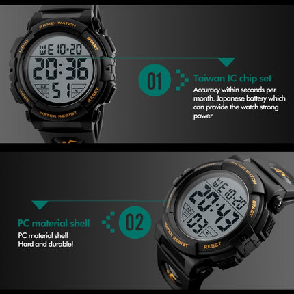 SKMEI 1258 Multifunctional Outdoor Sports Noctilucent Waterproof Wrist Watch, Size: S(Black)-garmade.com