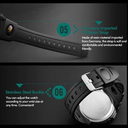 SKMEI 1258 Multifunctional Outdoor Sports Noctilucent Waterproof Wrist Watch, Size: S(Black)-garmade.com