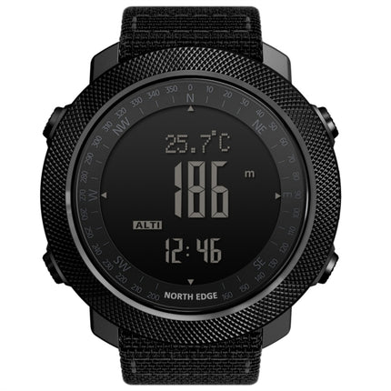 NORTH EDGE Multi-function Waterproof Outdoor Sports Electronic Smart Watch, Support Humidity Measurement / Weather Forecast / Speed Measurement, Style: Nylon Strap(Black)-garmade.com