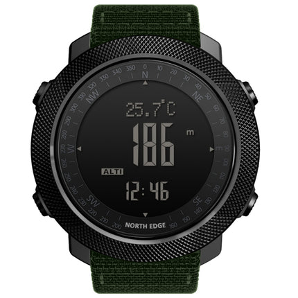 NORTH EDGE Multi-function Waterproof Outdoor Sports Electronic Smart Watch, Support Humidity Measurement / Weather Forecast / Speed Measurement, Style: Nylon Strap(Green)-garmade.com