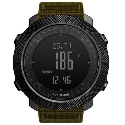 NORTH EDGE Multi-function Waterproof Outdoor Sports Electronic Smart Watch, Support Humidity Measurement / Weather Forecast / Speed Measurement, Style: Nylon Strap(Khaki)-garmade.com
