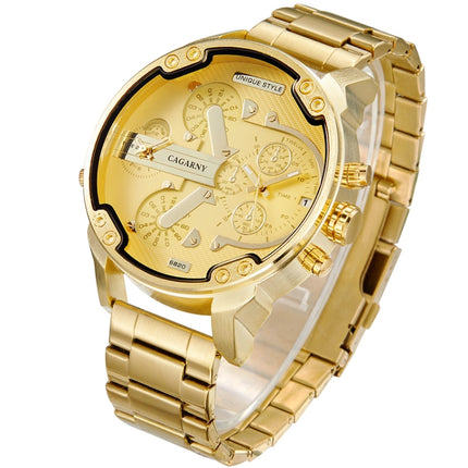 CAGARNY 6820 Fashion Life Waterproof Gold Surface Steel Band Quartz Watch-garmade.com