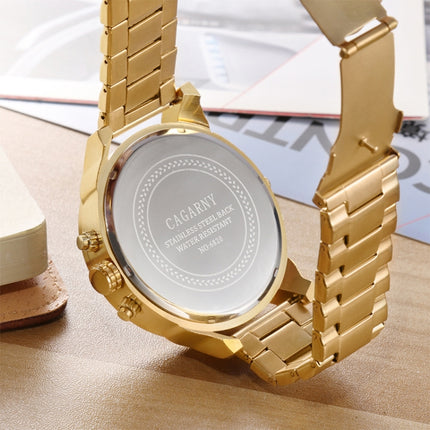 CAGARNY 6820 Fashion Life Waterproof Gold Surface Steel Band Quartz Watch-garmade.com