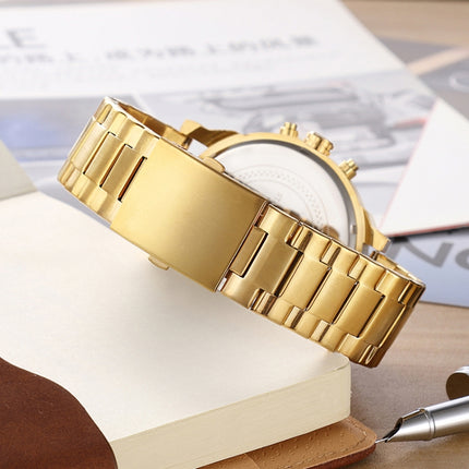 CAGARNY 6820 Fashion Life Waterproof Gold Surface Steel Band Quartz Watch-garmade.com