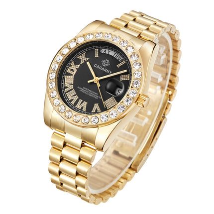 CAGARNY 6866 Fashion Life Waterproof Gold Steel Band Quartz Watch (Black)-garmade.com