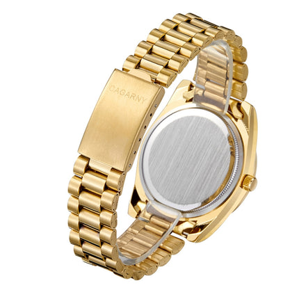 CAGARNY 6866 Fashion Life Waterproof Gold Steel Band Quartz Watch (Green)-garmade.com