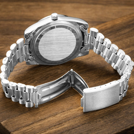 CAGARNY 6866 Fashion Life Waterproof Silver Steel Band Quartz Watch(Black)-garmade.com
