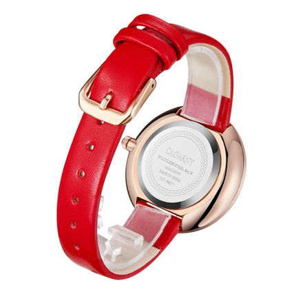 CAGARNY 6871 Fashion Life Waterproof Gold Shell Steel Band Quartz Watch (Red)-garmade.com