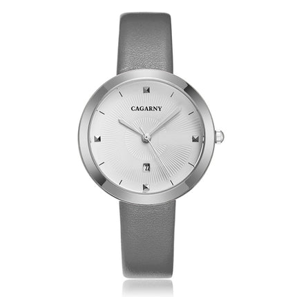 CAGARNY 6871 Fashion Life Waterproof Silver Shell Steel Band Quartz Watch (Grey)-garmade.com
