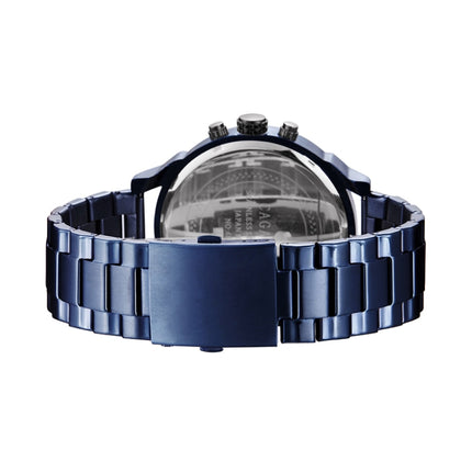 CAGARNY 6820 Large Dial Calendar Display Stainless Steel Band Quartz Dual Movement Watch For Men(Blue)-garmade.com