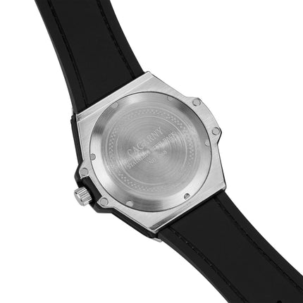 CAGARNY 6868 Geometric Polygon Dial Quartz Dual Movement Watch Men TPU Strap Watch (Gray Belt Silver Shell)-garmade.com