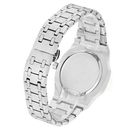 CAGARNY 6885 Octagonal Dial Quartz Dual Movement Watch Men Stainless Steel Strap Watch (Silver Shell Black Dial)-garmade.com