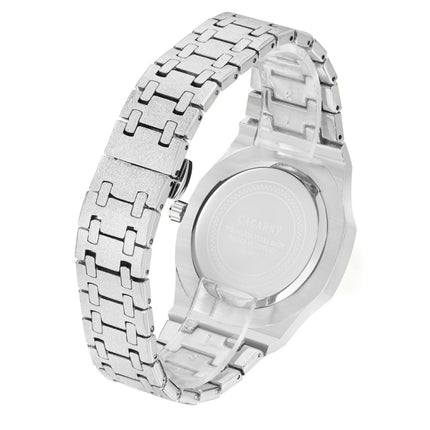 CAGARNY 6885 Octagonal Dial Quartz Dual Movement Watch Men Stainless Steel Strap Watch(Silver Shell Grey Dial)-garmade.com