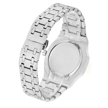 CAGARNY 6885 Octagonal Dial Quartz Dual Movement Watch Men Stainless Steel Strap Watch (Silver Shell White Dial)-garmade.com