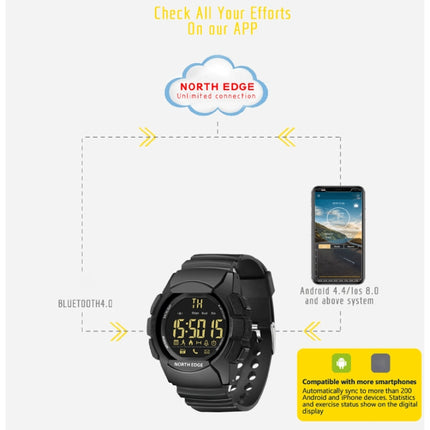 NORTH EDGE AK Bluetooth Multi-function Smart Watch with LED Backlit, Support Incoming Call Reminder, Smart Stopwatch, Information Reminder-garmade.com