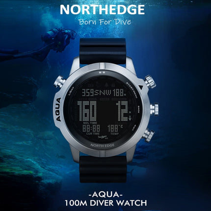 NORTH EDGE AQUA 100m Waterproof Scuba Diver Smart Watch, Support Luminous Display & Compass Mode-garmade.com