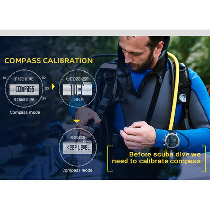 NORTH EDGE AQUA 100m Waterproof Scuba Diver Smart Watch, Support Luminous Display & Compass Mode-garmade.com