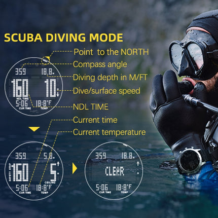 NORTH EDGE AQUA 100m Waterproof Scuba Diver Smart Watch, Support Luminous Display & Compass Mode-garmade.com