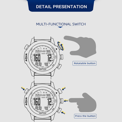 NORTH EDGE AQUA 100m Waterproof Scuba Diver Smart Watch, Support Luminous Display & Compass Mode-garmade.com