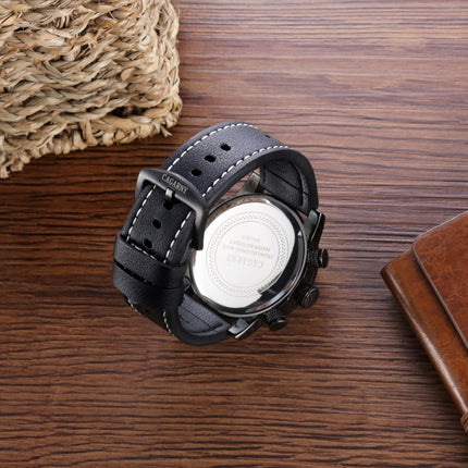 CAGARNY 6829 Life Waterproof Round Dial Alloy Case Fashion Men Quartz Watch with PU Leather Band(White + Black)-garmade.com