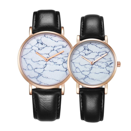 CAGARNY 6812 Round Dial Alloy Gold Case Fashion Couple Watch Men & Women Lover Quartz Watches with PU Leather Band-garmade.com