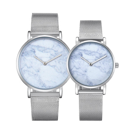 CAGARNY 6812 Round Dial Alloy Silver Case Fashion Couple Watch Men & Women Lover Quartz Watches with Stainless Steel Band-garmade.com