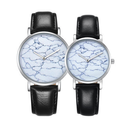 CAGARNY 6812 Round Dial Alloy Silver Case Fashion Couple Watch Men & Women Lover Quartz Watches with PU Leather Band-garmade.com