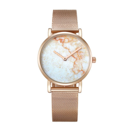 CAGARNY 6812 Round Dial Alloy Gold Case Fashion Women Watch Quartz Watches with Stainless Steel Band-garmade.com