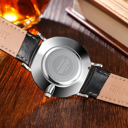 CAGARNY 6812 Round Dial Alloy Silver Case Fashion Men Watch Quartz Watches with PU Leather Band-garmade.com