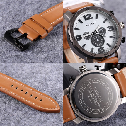 CAGARNY 6845 Fashion Dual Quartz Movement Wrist Watch with Leather Band(Black Band Black Window)-garmade.com