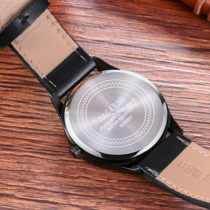 CAGARNY 6865 Fashion Dual Quartz Movement Wrist Watch with Genuine Leather Band(Black)-garmade.com