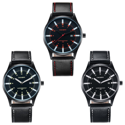 CAGARNY 6866 Fashion Dual Quartz Movement Wrist Watch with Genuine Leather Band(Orange Number)-garmade.com