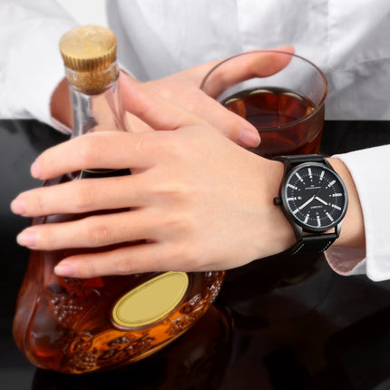 CAGARNY 6866 Fashion Dual Quartz Movement Wrist Watch with Genuine Leather Band(Orange Number)-garmade.com
