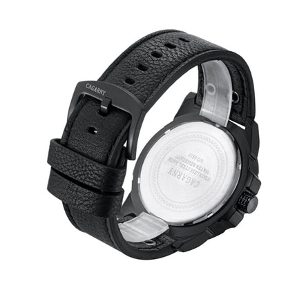 CAGARNY 6853 Fashion Waterproof Quartz Movement Wrist Watch with Leather Band(Yellow Scale)-garmade.com