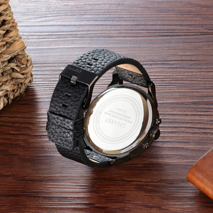 CAGARNY 6836 Fashion Waterproof Dual Quartz Movement Wrist Watch with Leather Band-garmade.com